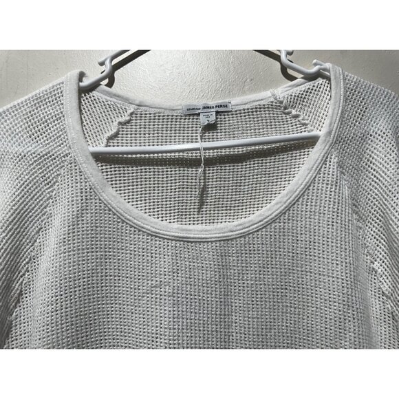 James Perse Open Knit Pullover Sweater Top Women 3 Large White Cotton Beach Boho - Picture 6 of 11